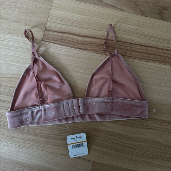 Intimately free people blush pink velvet gold dot bralette size Small - Picture 6 of 11